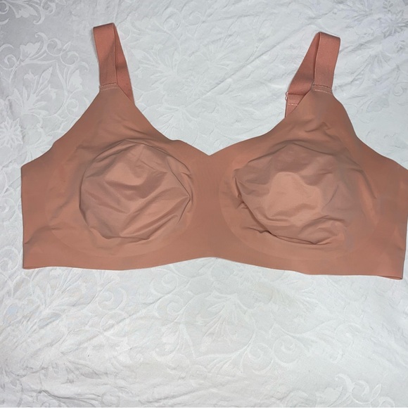 Knix 8 Seamless Padded V Neck Evolution Bra Wireless Pink Ginger Peach 40-42 D-G - Picture 2 of 12